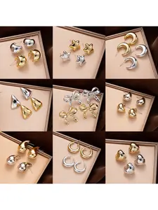 European and American gold and silver bead earrings, simple and versatile, high-end minimalist style, fashionable and elegant earrings for men and women