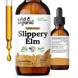 Wild & Organic's Slippery Elm Drops - Lung, Digestive & Women's Support - Slippery Elm Bark Tincture - Liquid Ulmus Rubra Extract Supplement - Vegan, Sugar & Alcohol-Free