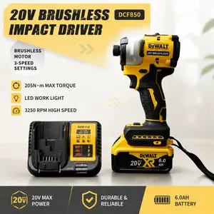 DCF850 205N.M Rechargeable Brushless Cordless electric screwdriver Lithium Electric Battery Power Tools For Dewalt battery manual wrench taladro de impacto impact wrench decoration tools