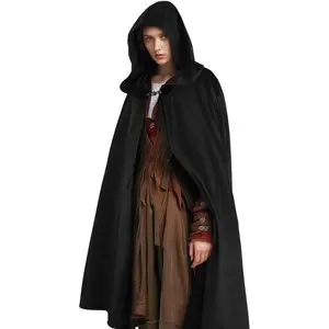 Renaissance  Cloak  Costume Medieval Cosplay Wizard Witch Cape Black Clothes Women WomenswearTikTokShopBlackFriday