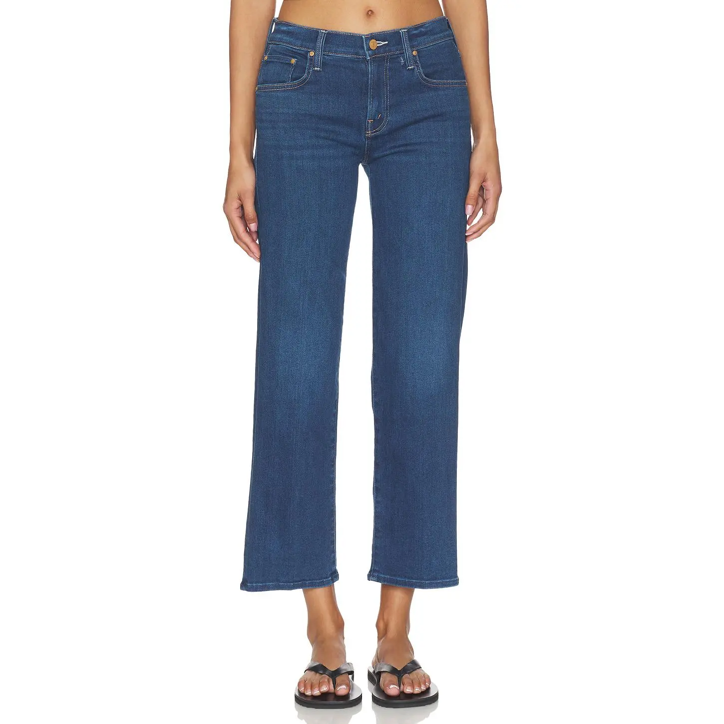 MOTHER The Mid Rise Rambler Zip Flood Jeans in Pinkies Up
