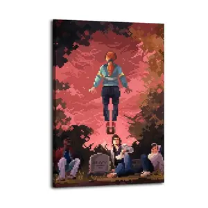 Pixelart Great Wall Art, Canvas Poster, Cute And Vibrant Poster for Bedroom, Dorm, A Perfect Gift Idea for New Year Home Decor