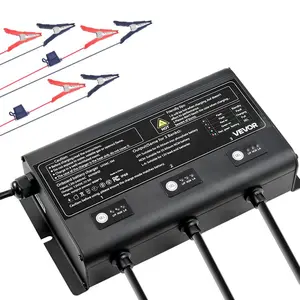 VEVOR Marine Battery Charger, 2 - Bank, 10A 12V Onboard Boat Charger, IP68 Waterproof Smart On - Board Battery Charger, for Lithium - Ion (LiFePO4), NCM, Lead - Acid Batteries, Large Boat, Yacht, RV, TrailerVEVOR Super Brand Day