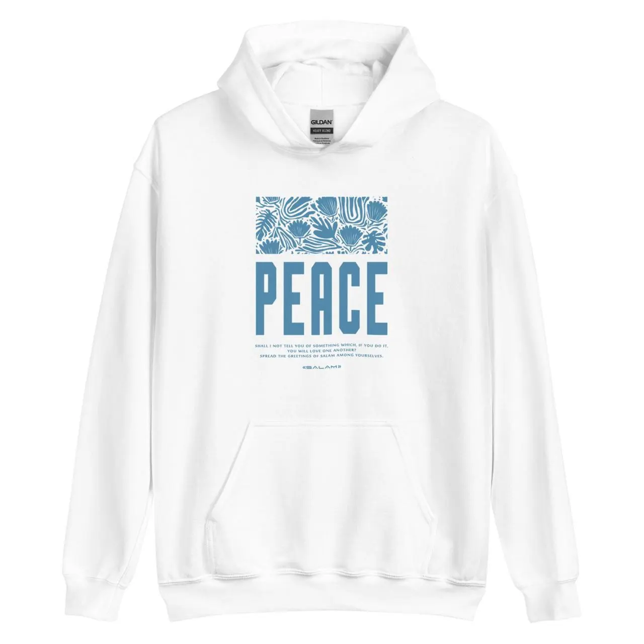 Peace Hoodie White - Soft Islamic Hoodie for Men