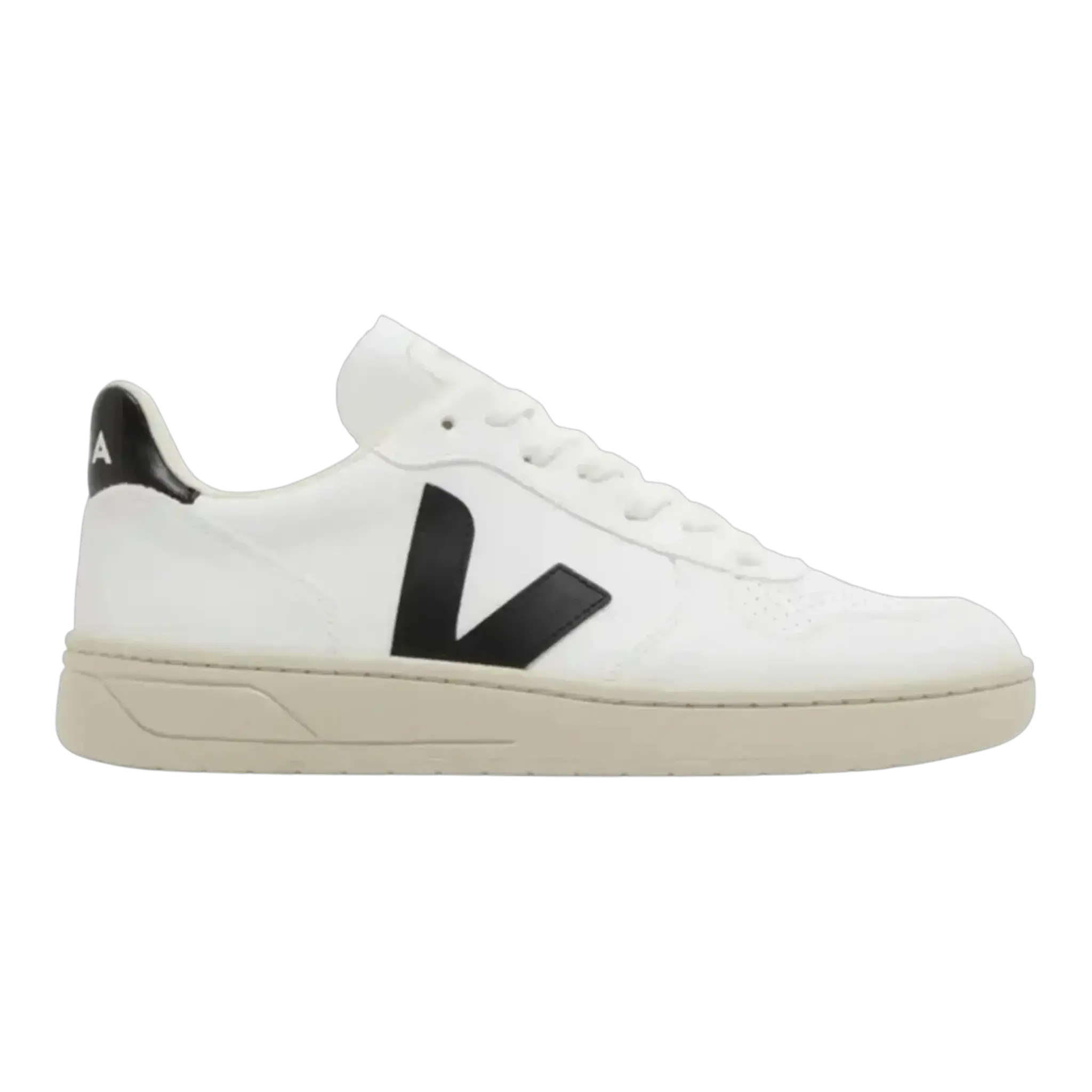Veja V-10 Sneaker in White/Black Leather | Women's Low-Top