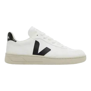 Veja V-10 Women's Classic Cotton Walking Shoes, White-Black Casual Sports Footwear Trainers