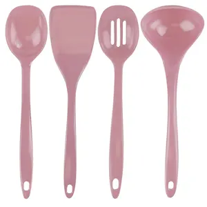 212 MAIN 4-Piece Camp Kitchen Utensil Set, Includes Slotted Spoon and Spatula, Pink for Outdoor Cooking, Camping & Hiking