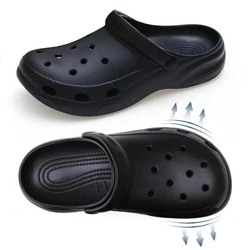 Men'S Hole-Ridden Shoes, EVA clogs,Work clogs,Black Mules,Lightweight, Non Slip Shoes,SchoolShoes.breathable,Lazy Shoes, Slip-On Style, EVA Material, Easy Fashionable And Atmospheric，Summer New Arrivals.Ventilated clogs,Holey Soles、Garden clogs.