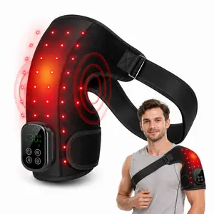 Cordless Red Light Therapy for Shoulder with Heat & Massage Vibration, Separate 5000mAh Portable Near-Infrared Light Therapy Wrap for Shoulder Discomfort, 3 Heat 4 Vibration Modes, 660nm & 850nm LEDs