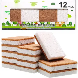 Sponge Kitchen 12Pack, Non-Scratch Scrub Sponge,Biodegradable Sisal Scrubber with Compostable Kitchen Sponges for Dishes Cleaning...