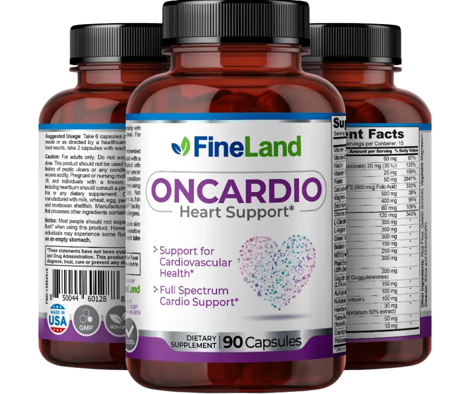 FineLand ONCARDIO Heart Support, Support for Cardiovascular Health, Full Spectrum Cardio Support Healthcare Fitness