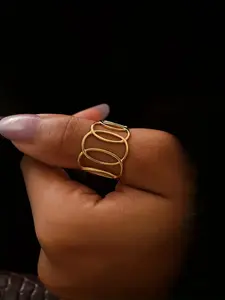 Elegant 316 Stainless Steel Interlocking Oval Open Ring for Women, Chic Minimalist Jewelry, Versatile for Daily Wear, Parties & Holidays