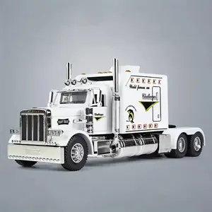 Semi, Heavy, and Tow Truck Toys - Metal Diecast Model with Light and Sound Pull Back Semi, Truck and Trailer for Boys Age 4-7 (White)