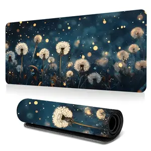 Whimsical Glow Dandelion Desk Mat Gaming Mouse Pad Mystical Night Sky Extended Mouse Pad for Laptop Large Mouse Pad for Desk with Non-Slip Rubber Base Stitched Edges Surface Perfect Gift for Gamers Men Women Home Office Desk Accessories