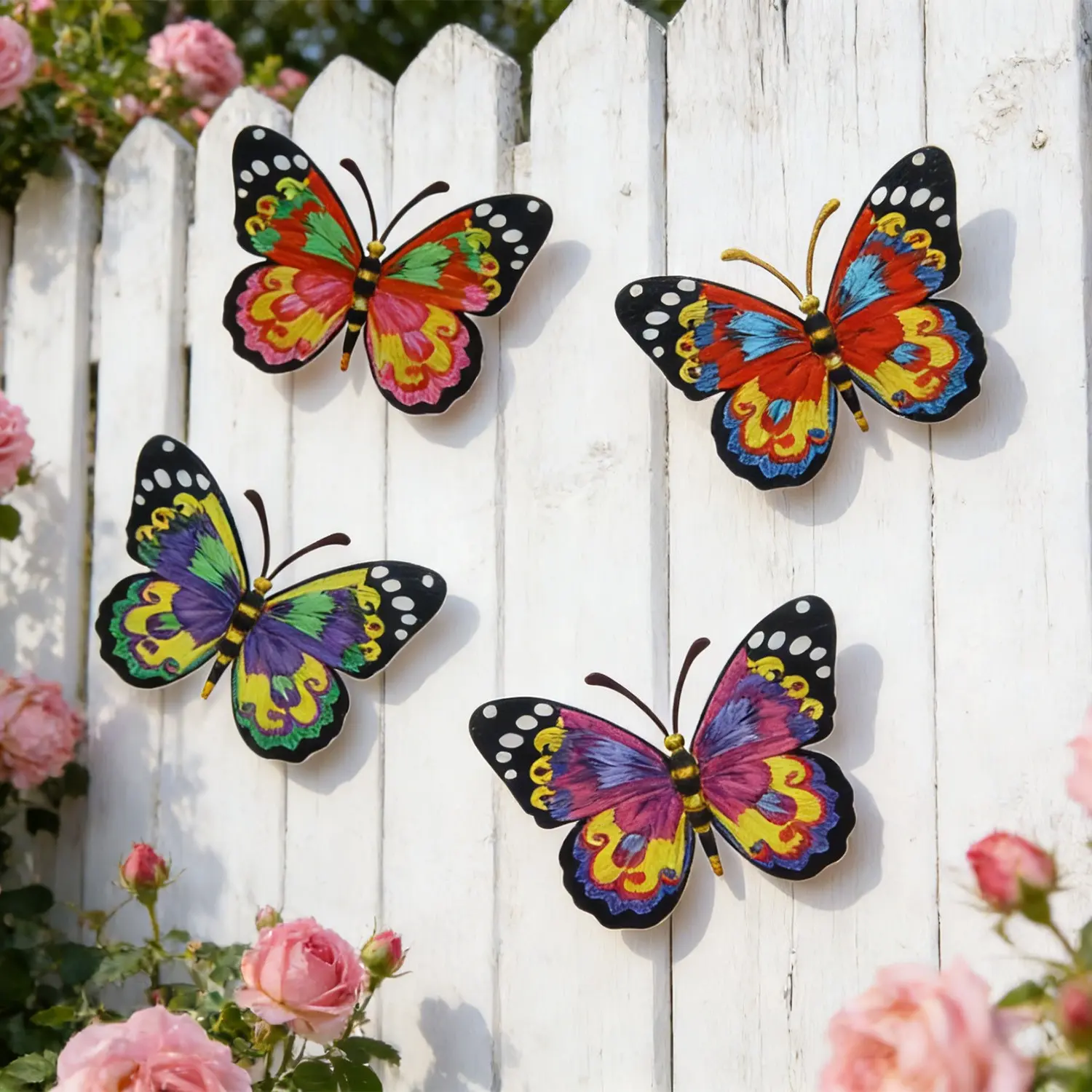 Creative Metal Butterfly Wall Art Decor, Iron Craft Decoration for Home, Garden, Courtyard, Patio, Balcony, Party, Wedding Outdoor Fence Exterior