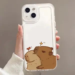A Capybara Kiss Sweet Design Pattern Phone Case, TPU Shockproof Full Protection Case, Compatible with iPhone 17/16/15/14/13/12/11 PRO PROMAX PLUS AIR X XSMAX, Ideal Gift for Friends and Family, TK140