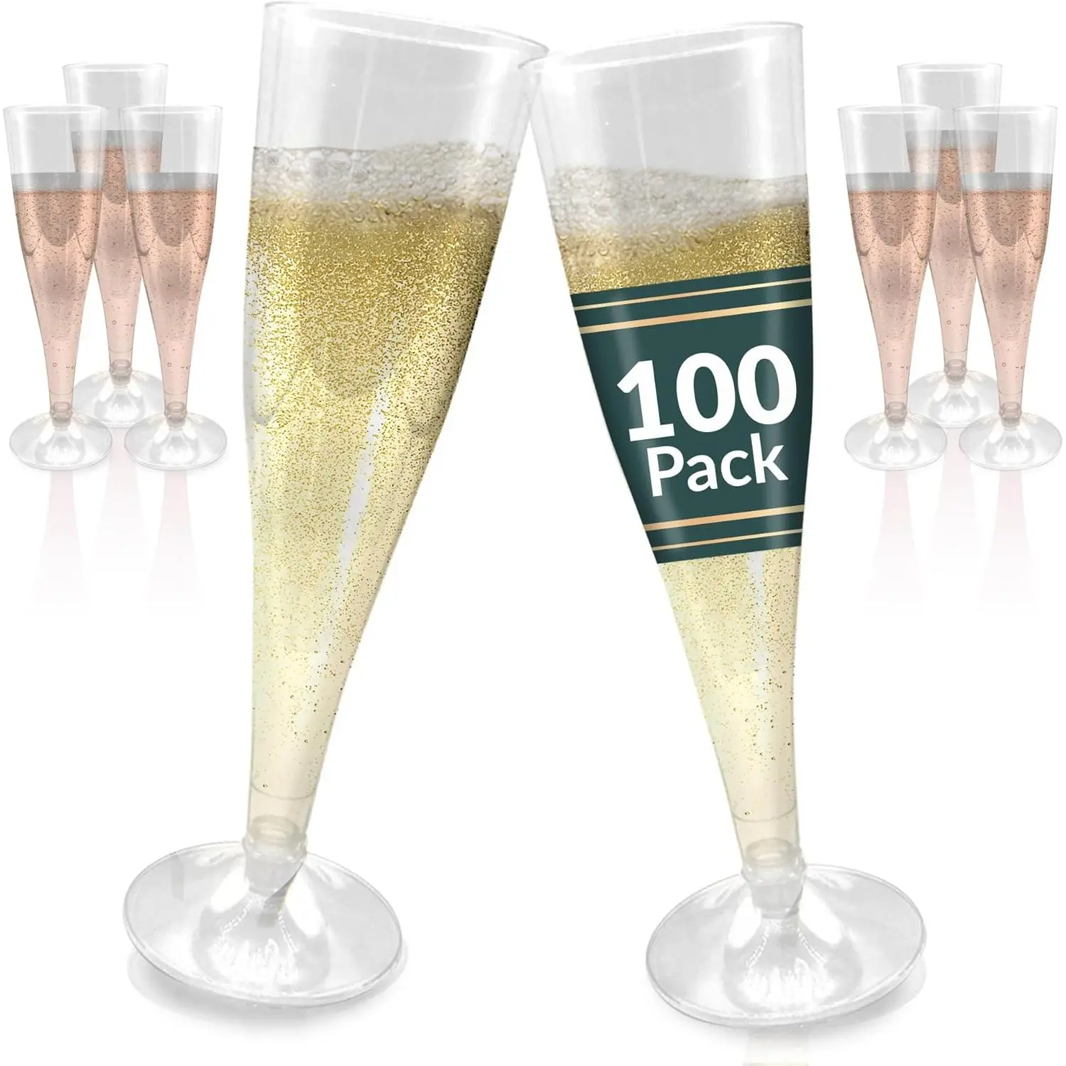 Champagne Flutes Plastic | 100 Pack | 4.5 oz - Clear |  Plastic Champagne Flutes | Party- for Celebrations