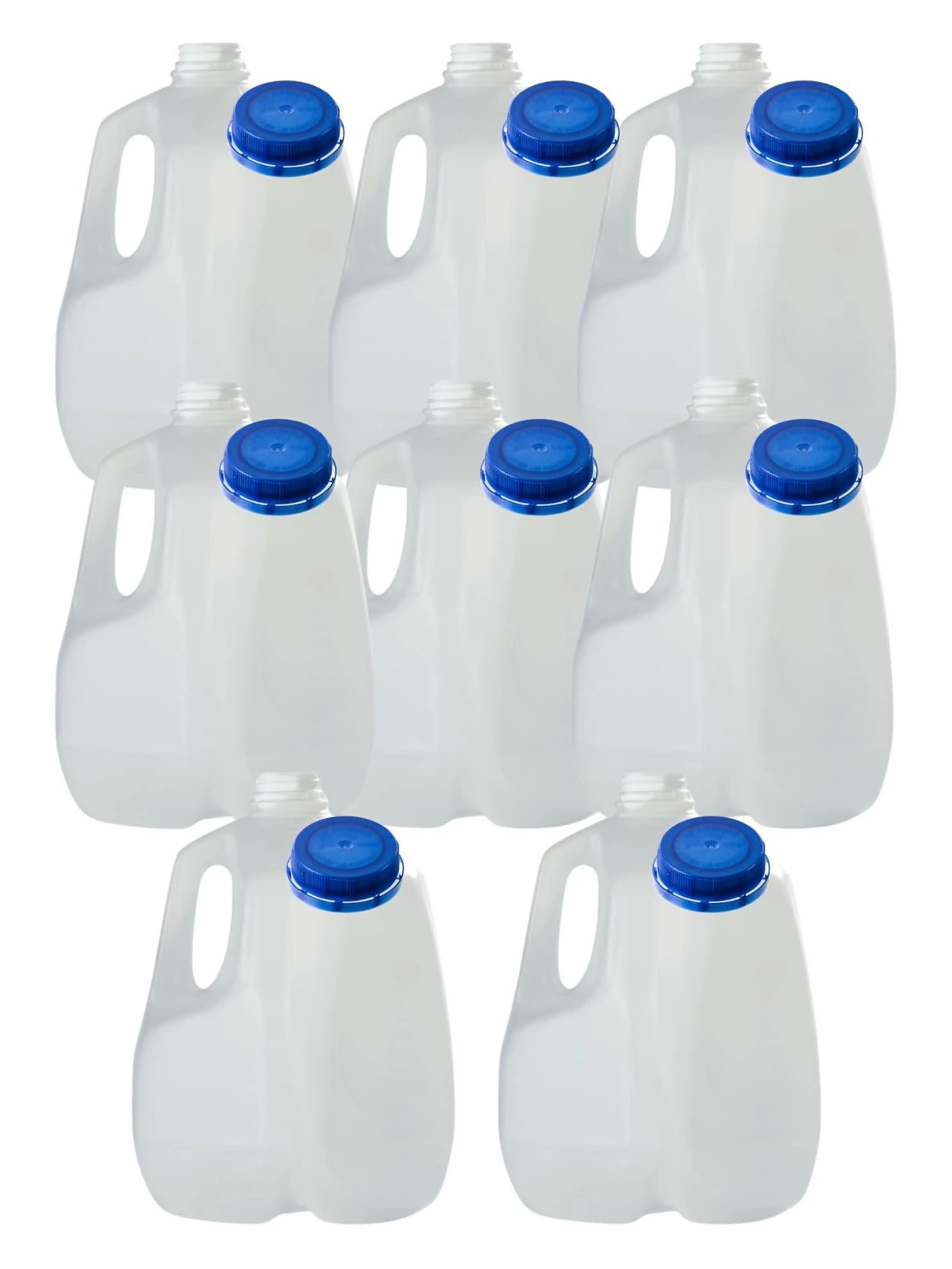 (8 PACK) 128 Oz Empty Plastic Gal-Jug Bottles with Tamper-Evident Blue Caps - USA-Made Home Storage Containers for Juices, Meal Prep, Picnics
