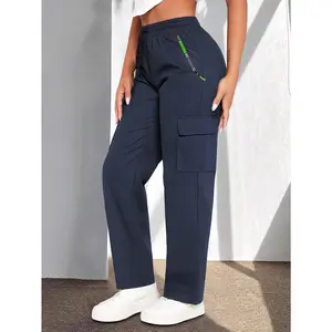 Women's Fashion Casual Cargo Pants – Lightweight Breathable Material with Chic Patch Pockets, Drawstring Waist for Outdoor & Daily Outfits – Multiple Colors Womenswear