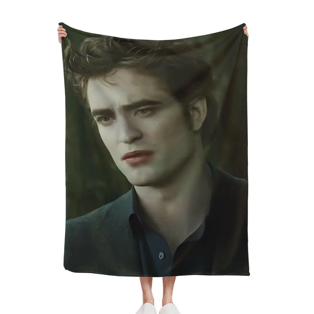 Vintage Twilight Edward Cullen Print Cotton Crochet Blanket - Soft, Durable, Breathable, Stain-Resistant, Machine-Washable - Suitable for Beds, Sofas - Ideal Gift for Twilight Fans