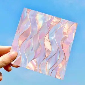 Pink Laser Scrapbook Paper 8 Holographic Designs 6x6 Inch Glitter Sparkle for DIY Craft Cards Journaling Gift Wrapping Christmas Valentine Projects