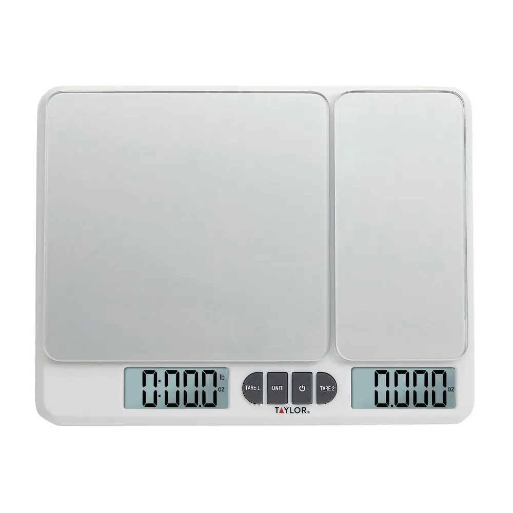 Taylor 11lb Dual Platform Digital Kitchen Food Scale, Portable Weighing Scale with Battery for Baking & Gram Weight Measurement