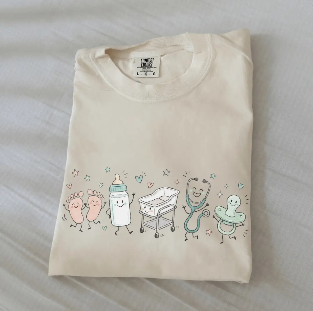 Comfort Colors NICU Nurse Shirt, Labor and Delivery Doodle Tee, Nursing Apparel, OBGYN Midwife Shirt, Healthcare Gift