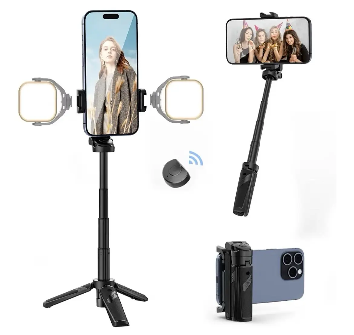 ULANZI JJ02 Selfie Stick Tripod, Extendable Grip Phone Tripod with Matte
