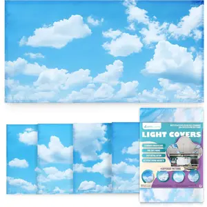 Fluorescent Light Covers for Ceiling Lights - Magnetic Cloud Cover for Fluorescent Or LED Fixture - Must Haves for Teacher Supplies - Classroom, Home, Office Cubicle Decor - Filters Overhead Lighting