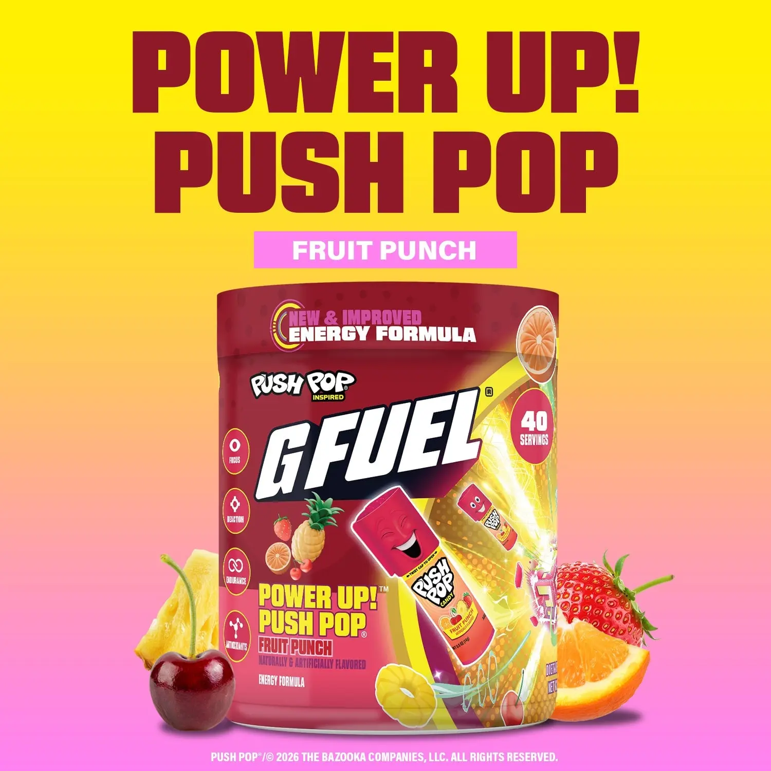 Power Up! Push Pop | Fruit Punch | 40 Servings