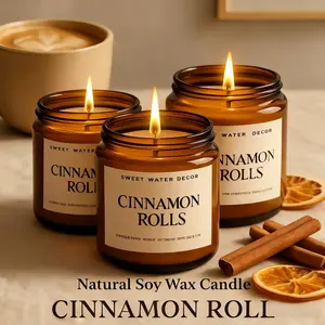 Autumn Scented Soy Wax Candles In Glass Jar, Cinnamon Candle | Relaxing Aromatherapy Gifts For Women, Decorative Birthday Wedding Favors, Cozy Fall Bedroom Decor Candle Decoration.