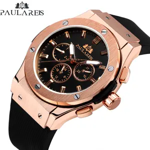 Automatic Watch for Men Mechanical Movement Rose Gold Silver Black Case White Rubber Casual Sports Geneve Wristwatches