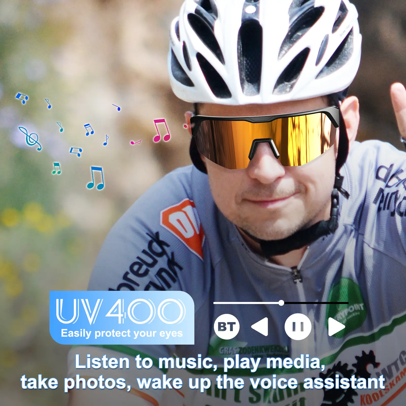 Jueyue Sport Bluetooth Smart Audio Sunglasses, UV400 Protection & Polarized Glasses - Sports & Cycling, Open Ear, Clear Call uv protection