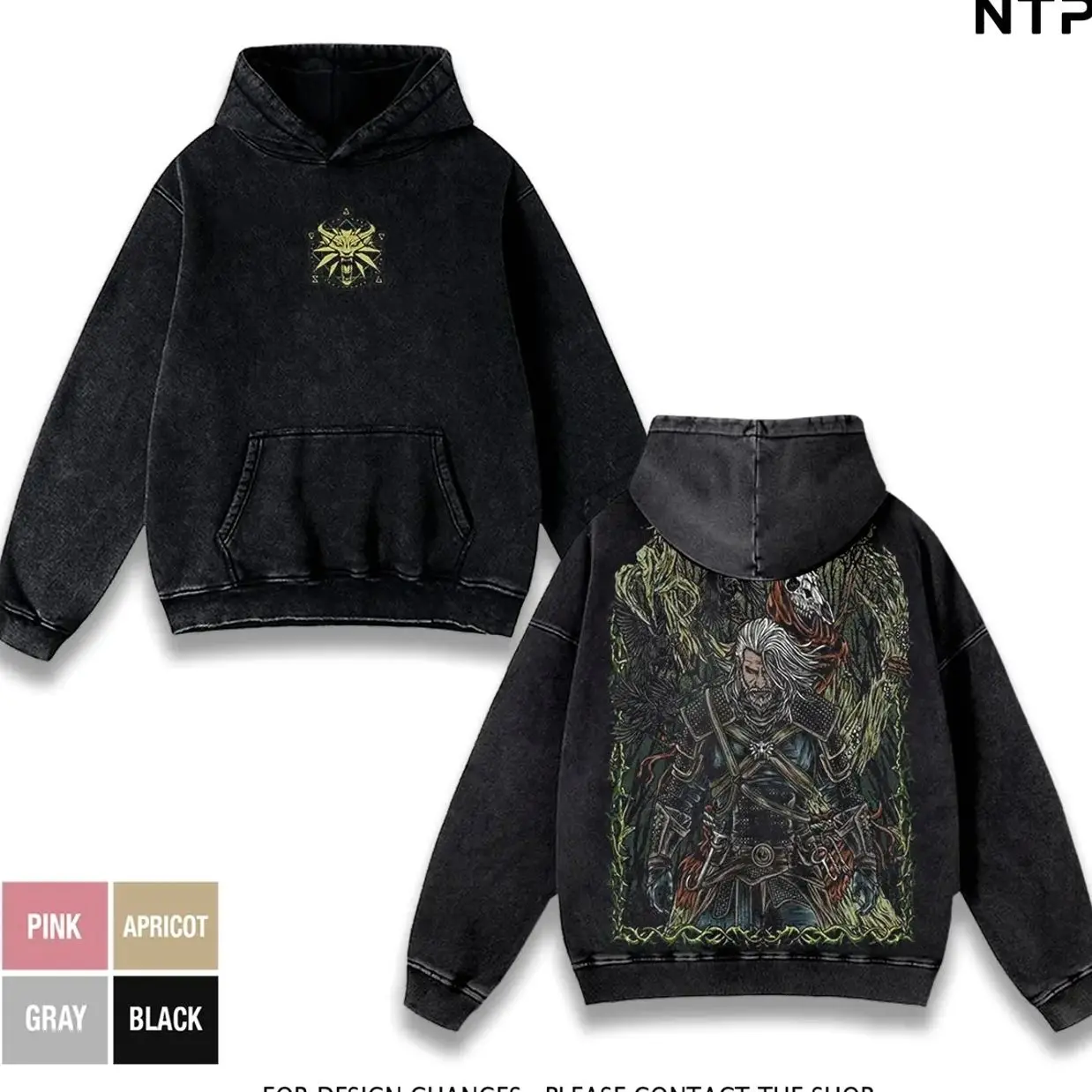 THE WITCHER- GERALT OF RIVIA Vintage Washed T-Shirt Hoodie — dark fantasy streetwear inspired by the legendary White Wolf | Premium gothic artwork, heavyweight feel, and perfect for RPG fans, gamers, and medieval aesthetic fits K7K