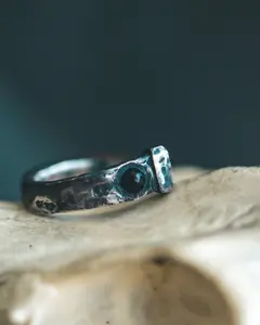 Coffin Nail Ring with Black Spinel – Sterling Silver and 23.5K Gold Talisman of Banishing, Protection & Psychic Sovereignty