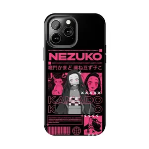 Nezuko Kamado Cute Demon Slayer Anime Pink Phone Cover for iPhone 17 16 Pro Max, 15, 14, 13, 12 Western Tough Phone Cases, Gifs for GF!