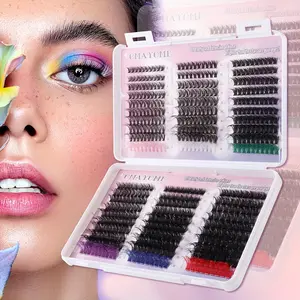 Mixed Color Individual Synthetic False Eyelashes, Reusable Self Grafting Curl Eyelashes, Eye Makeup Enhancement False Eyelashes for Women & Girls, Cosmetic