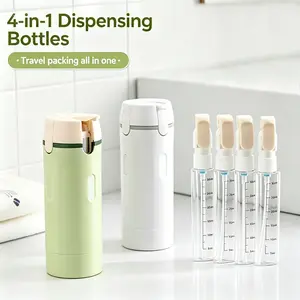 UFORU 4-in-1 travel refillable split bottle set, wash dispenser, necessary for skin care and beauty travel, suitable for shampoo, lotion, skin care products