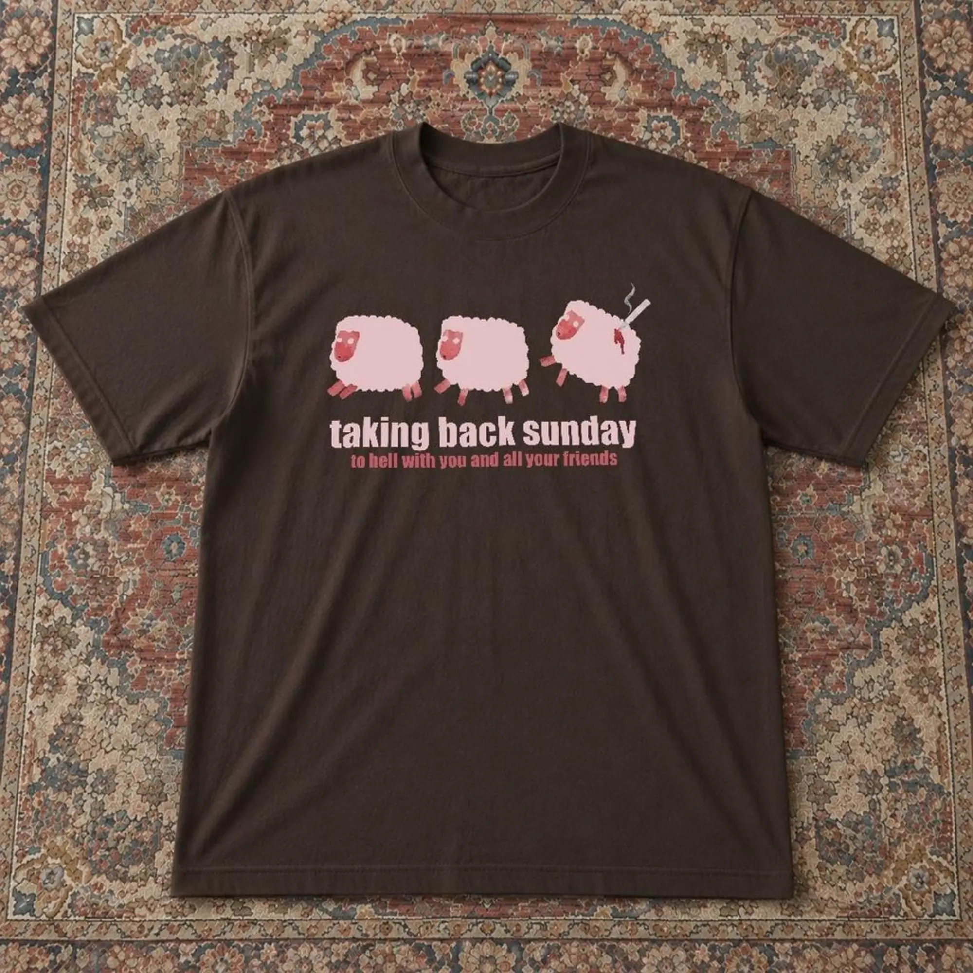 Gildan Men's And Women's T-Shirt, Taking Back Sunday Sheep T-Shirt, Emo Pop Punk Band Merch Shirt, Vintage Rock Music Graphic Tee, Unisex Vintage Graphic Tees Gothic Grunge Y2K Emo Scene Amity Affliction Style Clothes Men Women Streetwear Summer