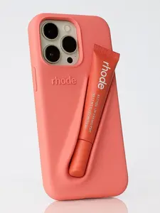 Rhode Protective Back Cover Phone Case with Lip Balm Holder Feature for iPhone 11 12 13 14 15 16 17, Portable Daily Carry Phone Accessory for Women