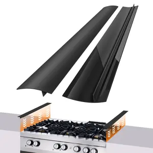 Silicone Stove Gap Covers (2 Pack), Heat Resistant Oven Gap Filler Seals Gaps Between Stovetop and Counter, Easy to Clean Stove Gap Guard (21 Inches, Black)1 Pack High-temperature Resistant Kitchen Countertop Gap Sealing Strip, Kitchen Stuff