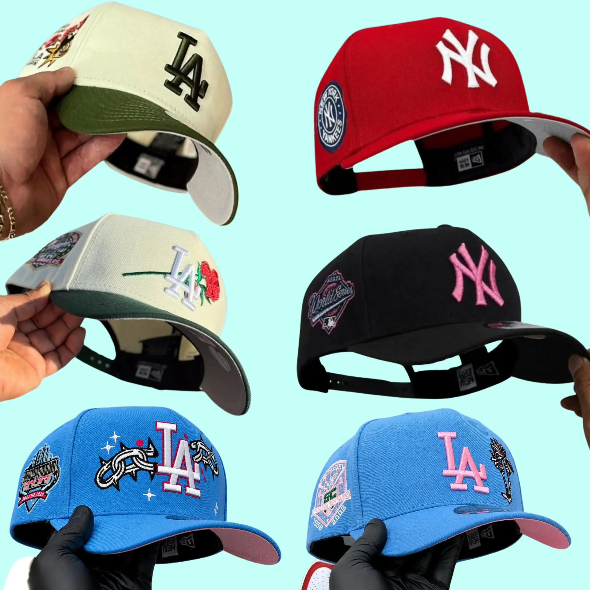 New Era MLB NY Yankees & LA Dodgers 9FORTY Adjustable Baseball Cap for Men & Women – Official Team Logo Embroidery, Curved Brim, Adjustable Strap Closure, Classic Ball Hat, MLB Fan Gear, Game Day Cap, Casual Streetwear USA