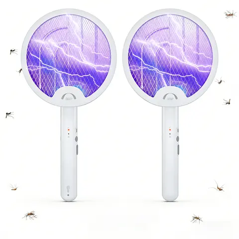 2026 Foldable Electric Fly Swatter, 4000V Electric Fly Swatter 1200mAh USB Rechargeable Bug Zapper Racket with Purple Light, Safe Indoor Pest Control