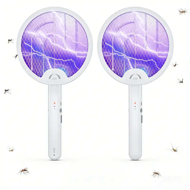 2026 Foldable Electric Fly Swatter, 4000V Electric Fly Swatter 1200mAh USB Rechargeable Bug Zapper Racket with Purple Light, Safe Indoor Pest Control