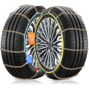 Auto Lock Snow Tire Chains, 50s Quick Easy,  Manganese Steel Alloy Endurance Life 650 Mi, Icy and Snowy Road Tire Traction for  SUV 235 245 255 265 275 Set of 2 (LS1521)