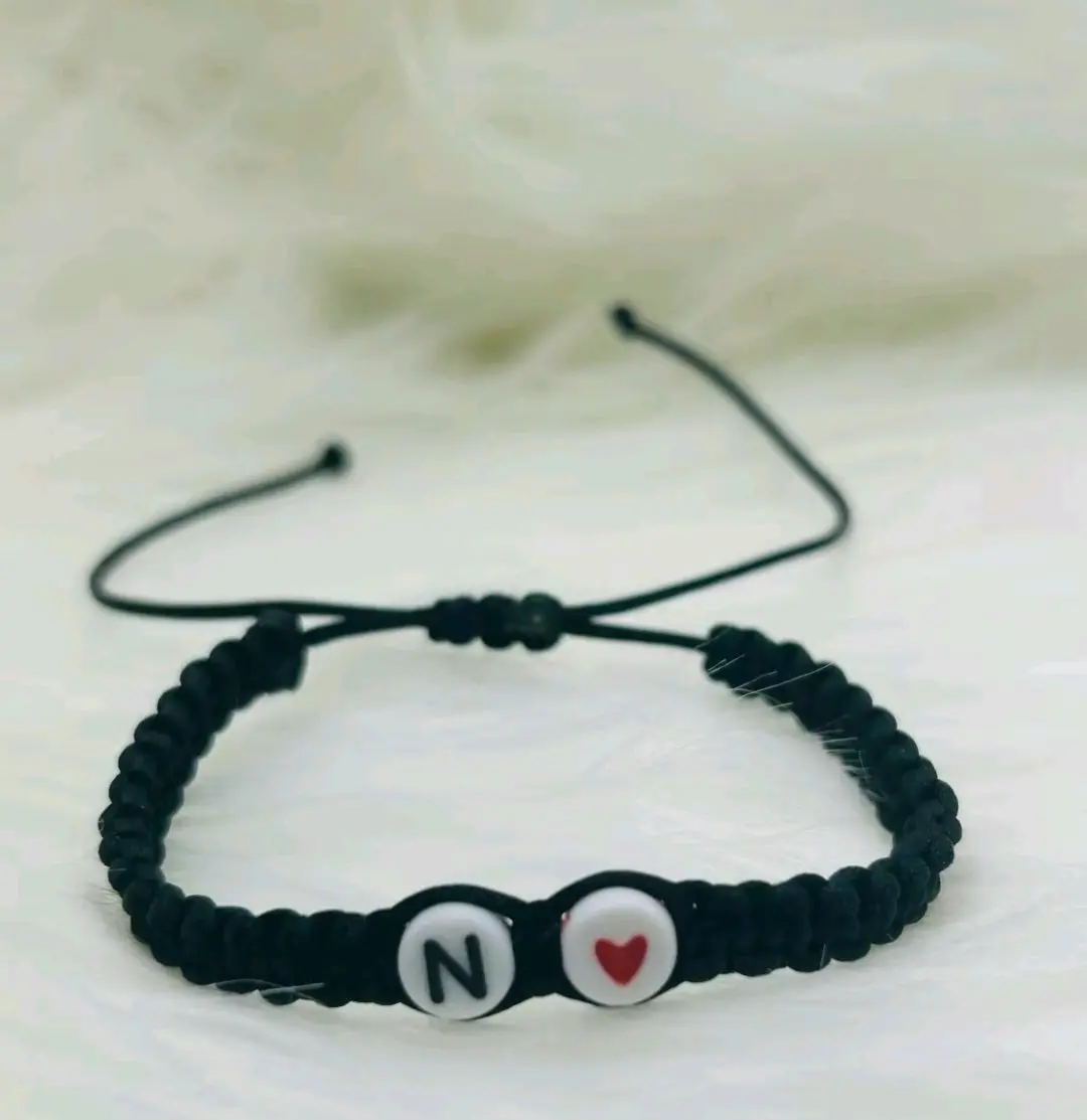 Personalized Red Rope Friendship Bracelets - Initial J, Interlocking Hearts Accent, Customizable Bangle for Couples - Anniversary Casual Daily Fashion Jewelry Accessory