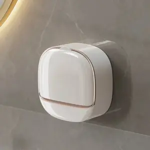Waterproof Shower Soap Holder, Antibacterial Wall Mounted Dish with Drain & Flip Cover, Keeps Soap Dry
