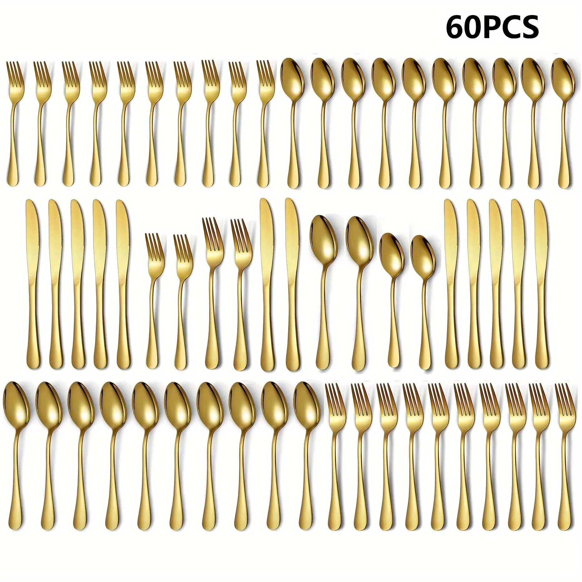 Stainless Steel Cutlery Set, Fork And Spoon Set, 30/60pcs Dinnerware Service Set Including Dinner Spoon, Tea Spoon, Dinner Fork, Salad Fork, Dinner Knife, Ideal for Home, Restaurant, Parties & Wedding, Kitchen Set Cutlery Utensils