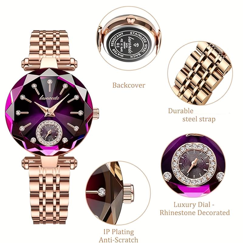 Women's Elegant Luxury Quartz Watch with Diamond-Cut Crystal Rhinestone Face & Ultra-Thin Stainless Steel Band Christmas Gift for Sister