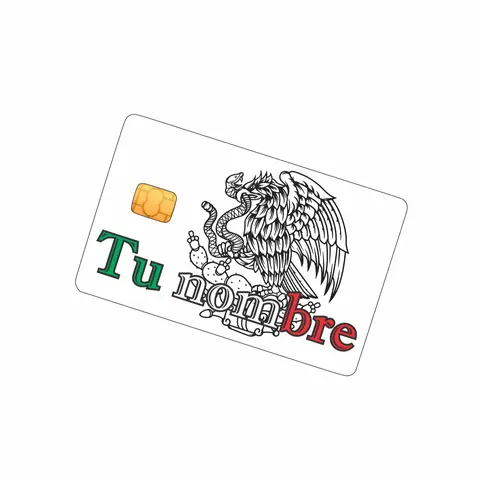 Mx Black n White Debit Card Sticker with Personalized Name and Iconic Eagle Design for Customized Look